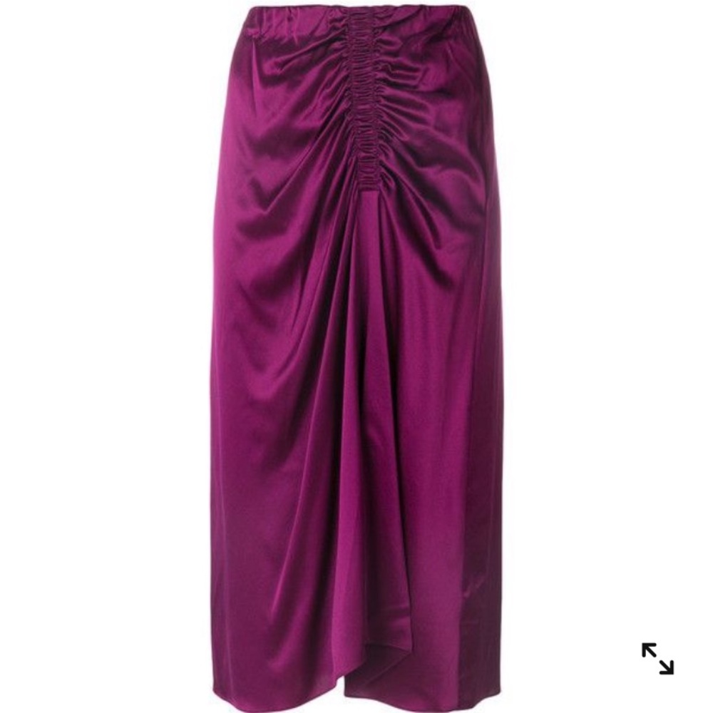 Purple silk ruched skirt